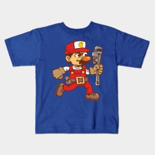 Retro Cartoon Plumber Kids T-Shirt